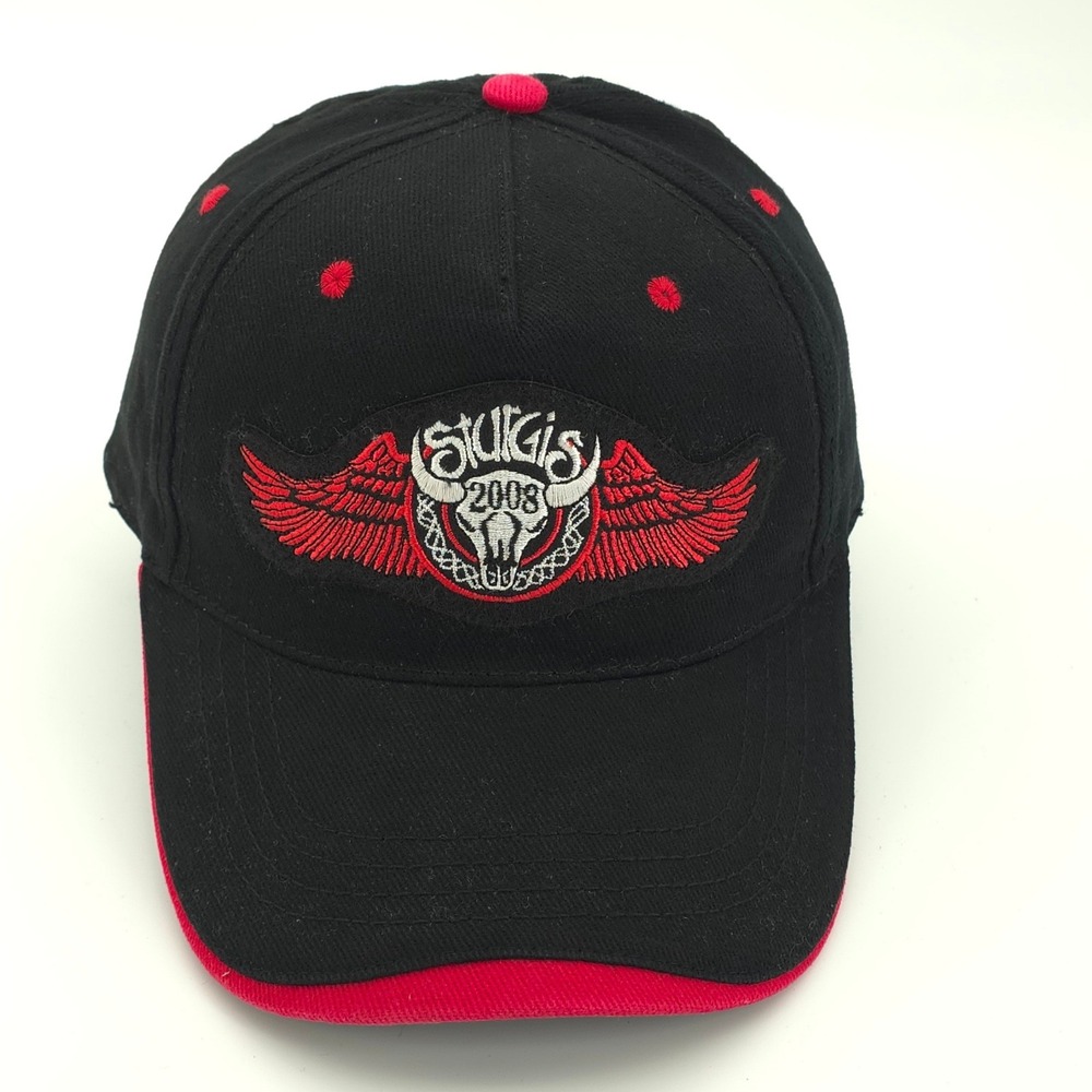 Cobra Sturgis 2008 Hat Cap Mens Strap Back Black Red Biker Motorcycle Rally